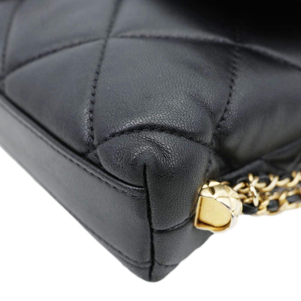 CHANEL Crush On Chains Flap Quilted Lambskin Leather Crossbody Bag Black
