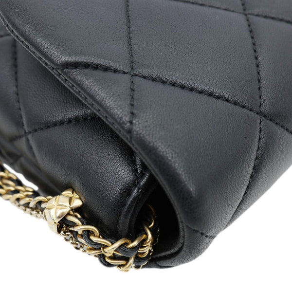 CHANEL Crush On Chains Flap Quilted Lambskin Leather Crossbody Bag Black