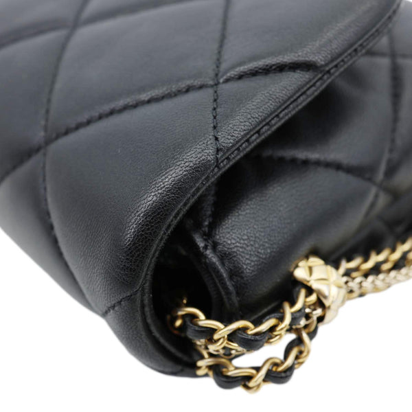 CHANEL Crush On Chains Flap Quilted Lambskin Leather Crossbody Bag Black