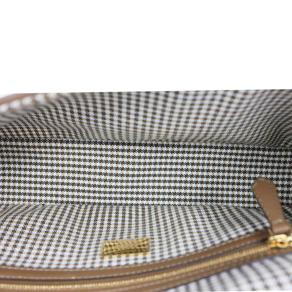 FENDI Baguette FF Embroidered Canvas Shoulder Bag Beige