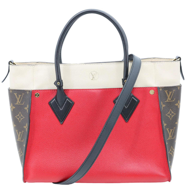 LOUIS VUITTON On My Side MM Leather Monogram Canvas Shoulder Bag Red