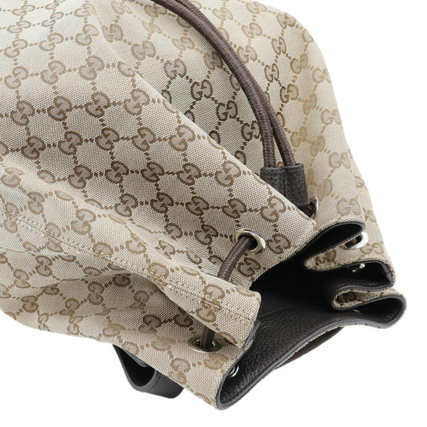 GUCCI Drawstring GG Canvas Backpack Bag Beige 449175