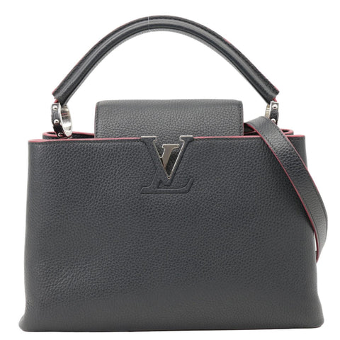 LOUIS VUITTON Capucines PM Taurillon Leather Shoulder Bag Black