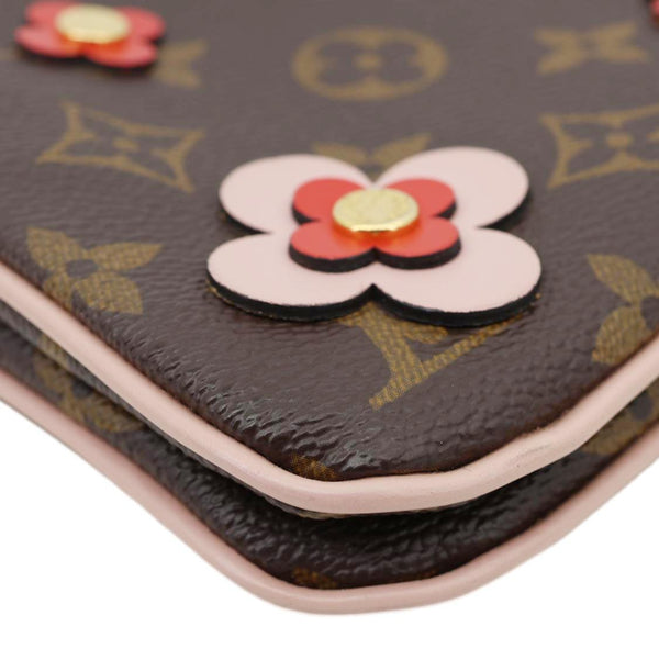 LOUIS VUITTON Blooming Flowers Pochette Monogram Canvas Chain Crossbody Bag Brown