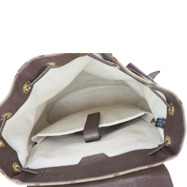 GUCCI Jumbo Double Buckle Dollar Web GG Canvas Backpack Beige 678829