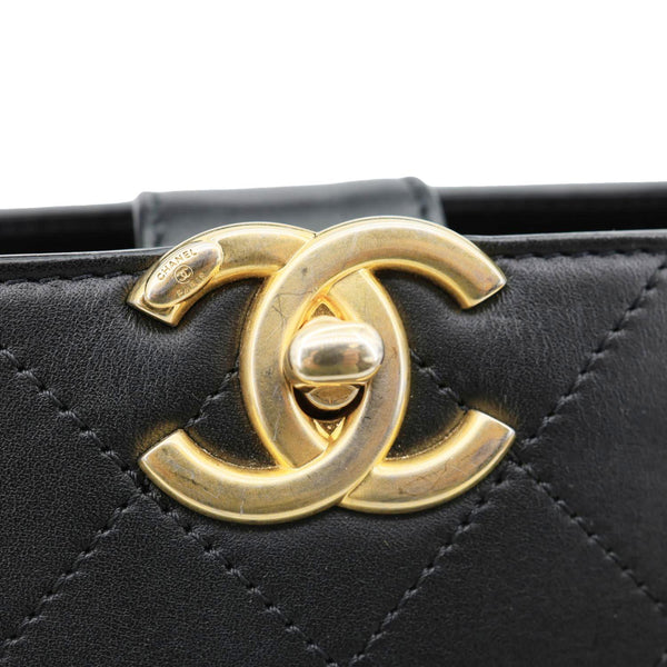 CHANEL Chic Affinity CC Quilted Leather Tote Shoulder Bag Black