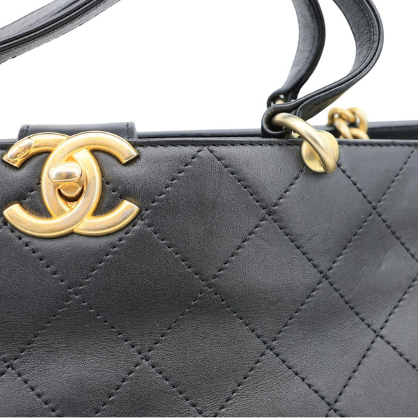 CHANEL Chic Affinity CC Quilted Leather Tote Shoulder Bag Black
