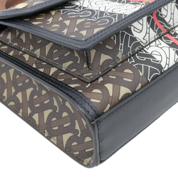 BURBERRY Pocket Mini Monogram Stripe E-Canvas Shoulder Bag Brown