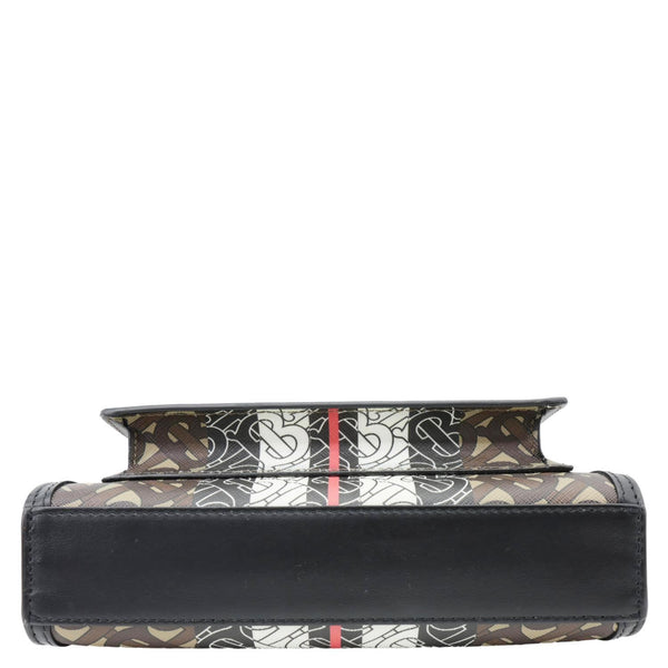 BURBERRY Pocket Mini Monogram Stripe E-Canvas Shoulder Bag Brown