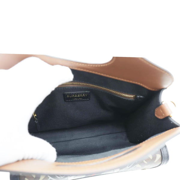 BURBERRY Pocket Mini Monogram Stripe E-Canvas Shoulder Bag Brown