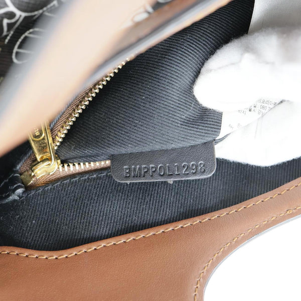 BURBERRY Pocket Mini Monogram Stripe E-Canvas Shoulder Bag Brown