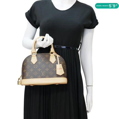 LOUIS VUITTON Alma BB Monogram Canvas Crossbody Bag Brown
