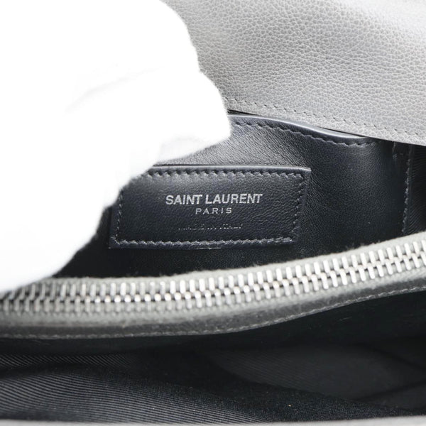 YVES SAINT LAURENT Monogram College Matelasse Chevron Leather Chain Shoulder Bag Grey