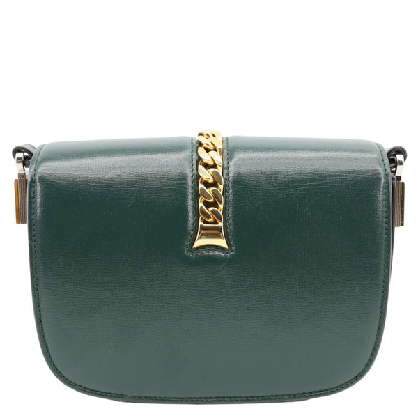 GUCCI Sylvie 1969 Mini Leather Shoulder Bag Green 615965