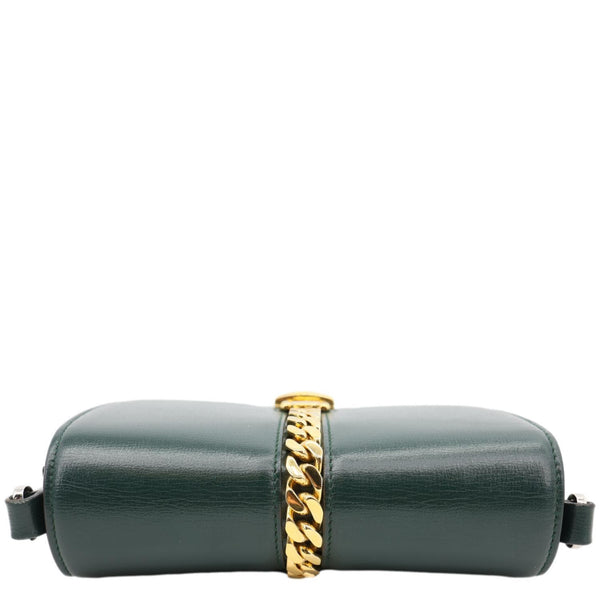 GUCCI Sylvie 1969 Mini Leather Shoulder Bag Green 615965