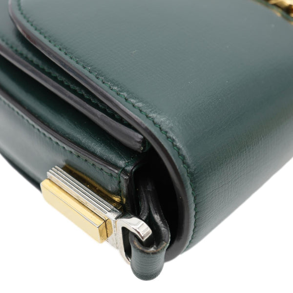 GUCCI Sylvie 1969 Mini Leather Shoulder Bag Green 615965
