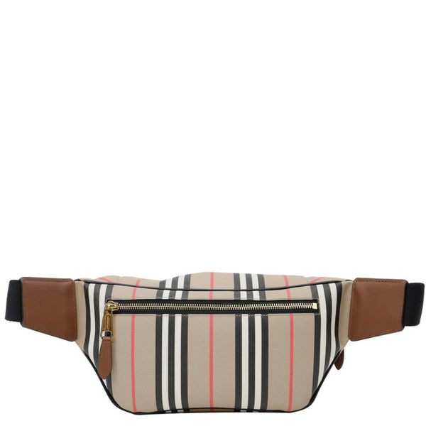 BURBERRY Sonny E-Canvas Icon Stripe Bumbag Beige