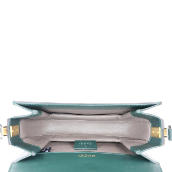 GUCCI Sylvie 1969 Mini Leather Shoulder Bag Green 615965