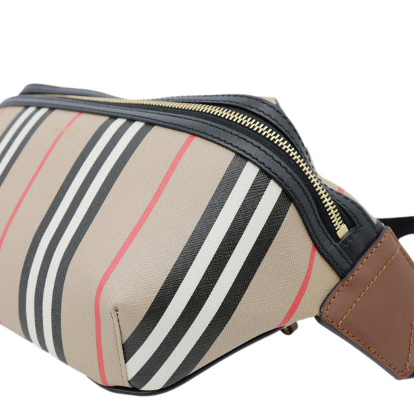 BURBERRY Sonny E-Canvas Icon Stripe Bumbag Beige