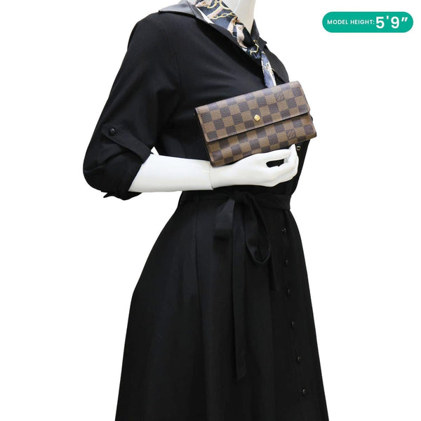 LOUIS VUITTON Sarah Damier Ebene Wallet Brown