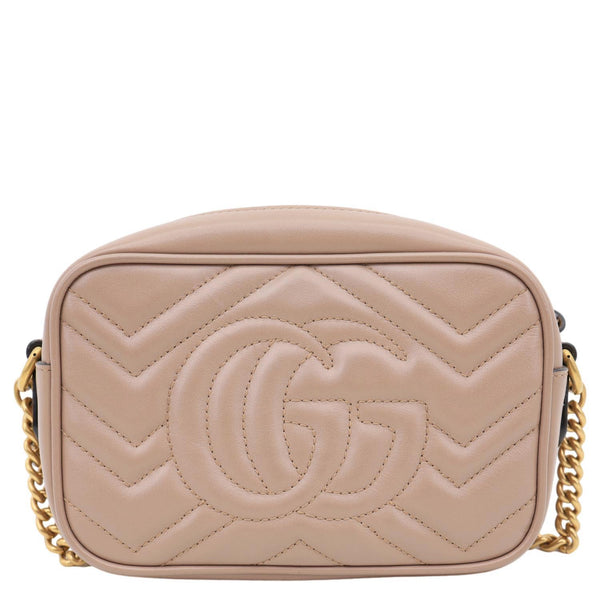 GUCCI GG Marmont Mini Matelasse Leather Crossbody Bag Dusty Pink 448065