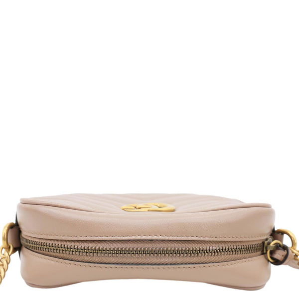 GUCCI GG Marmont Mini Matelasse Leather Crossbody Bag Dusty Pink 448065