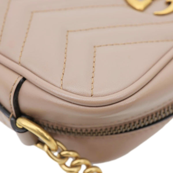 GUCCI GG Marmont Mini Matelasse Leather Crossbody Bag Dusty Pink 448065