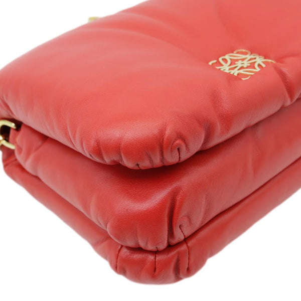 LOEWE Goya Small Puffer Lambskin Leather Shoulder Bag Bag Red