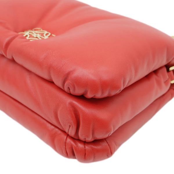 LOEWE Goya Small Puffer Lambskin Leather Shoulder Bag Bag Red