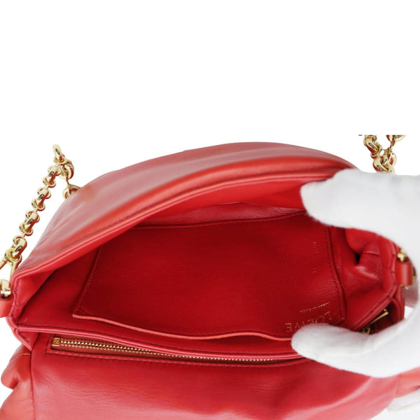 LOEWE Goya Small Puffer Lambskin Leather Shoulder Bag Bag Red
