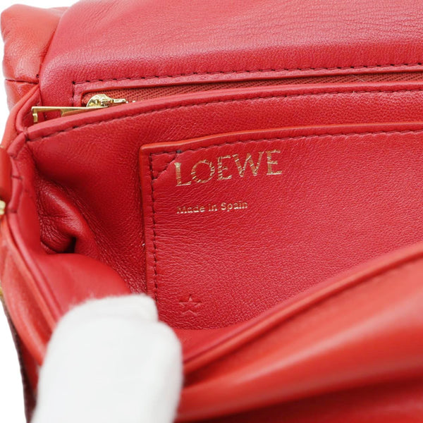 LOEWE Goya Small Puffer Lambskin Leather Shoulder Bag Bag Red