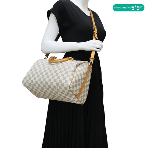 LOUIS VUITTON Speedy 30 Damier Azur Shoulder Bag White