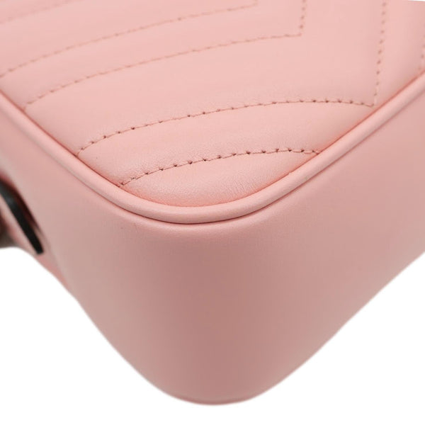 GUCCI GG Marmont Small Matelasse Chevron Leather Camera Bag Pink 447632