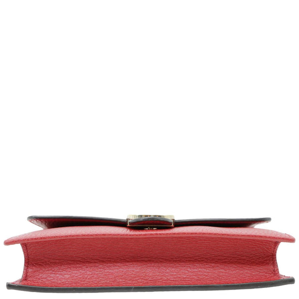 GUCCI Dollar Interlocking G Calfskin Leather Chain Wallet Crossbody Bag Red 510314