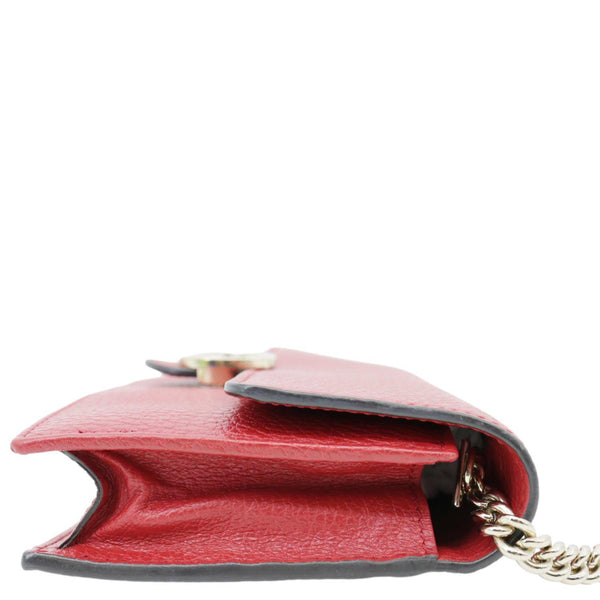 GUCCI Dollar Interlocking G Calfskin Leather Chain Wallet Crossbody Bag Red 510314