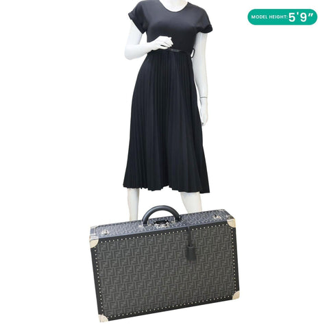 FENDI FF Logo Large Zucca Canvas Rigid Suitcase Grey