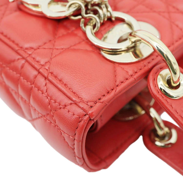 CHRISTIAN DIOR Lady Dior My ABCDior Small Cannage Leather Shoulder Bag Red