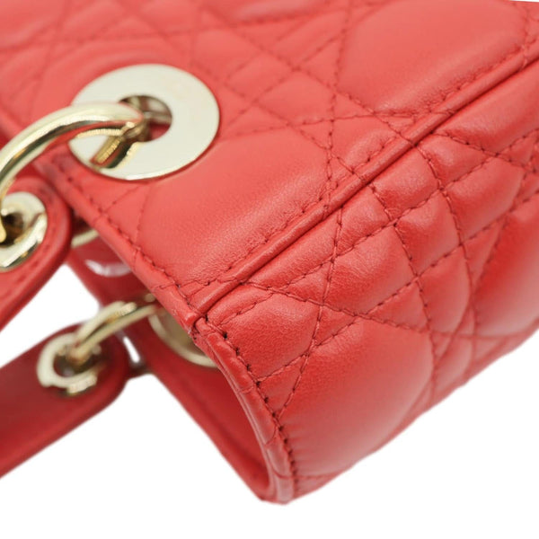 CHRISTIAN DIOR Lady Dior My ABCDior Small Cannage Leather Shoulder Bag Red