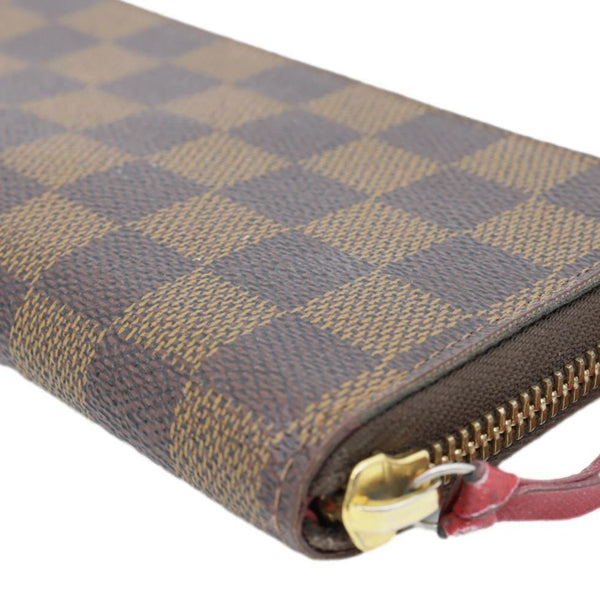 LOUIS VUITTON Clemence Damier Ebene Zippy Wallet Brown