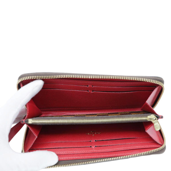 LOUIS VUITTON Clemence Damier Ebene Zippy Wallet Brown