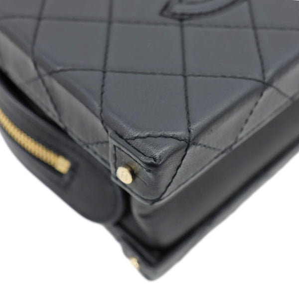 CHANEL Studded Square Quilted Leather Vanity Case Black
