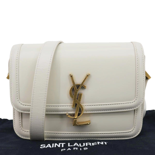 YVES SAINT LAURENT Solferino Small Calfskin Leather Shoulder Bag Off White