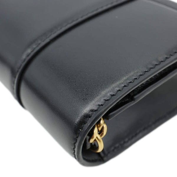 BALENCIAGA Hourglass Shiny Box Calfskin Leather Wallet On Chain Shoulder Bag Black