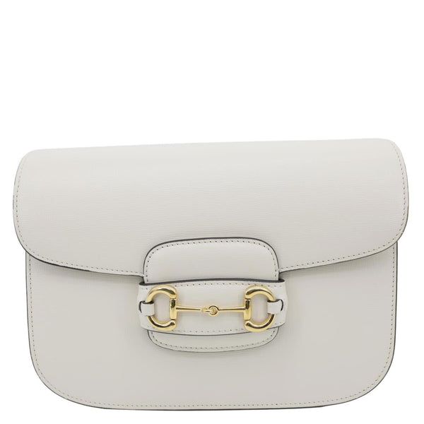 GUCCI Horsebit 1955 Small Leather Shoulder Bag Off White 602204