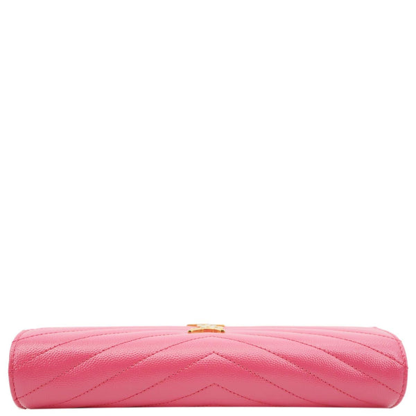 YVES SAINT LAURENT Cassandra Matelasse Grain De Poudre Chain Wallet Pink