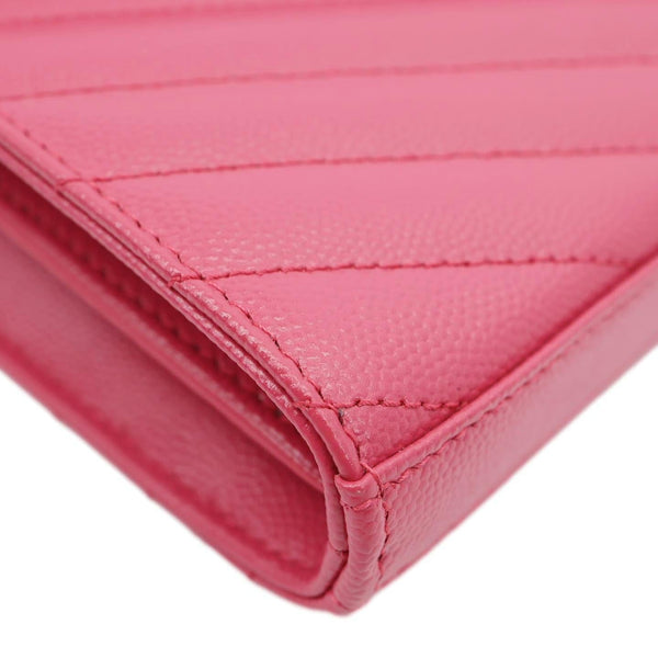 YVES SAINT LAURENT Cassandra Matelasse Grain De Poudre Chain Wallet Pink
