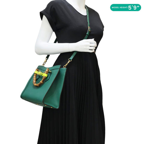 GUCCI Bamboo Diana Small Leather Tote Bag Green 660195