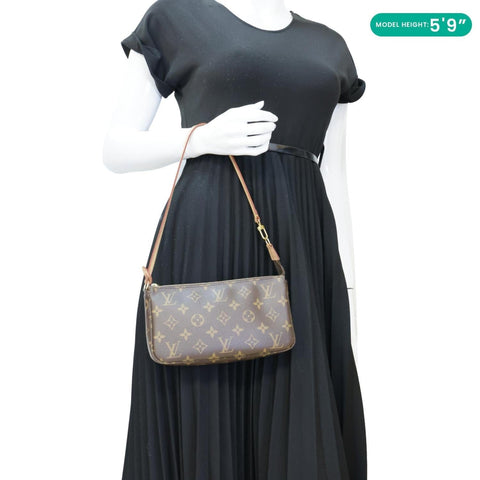 LOUIS VUITTON Pochette Accessoires Monogram Canvas Pouch Brown