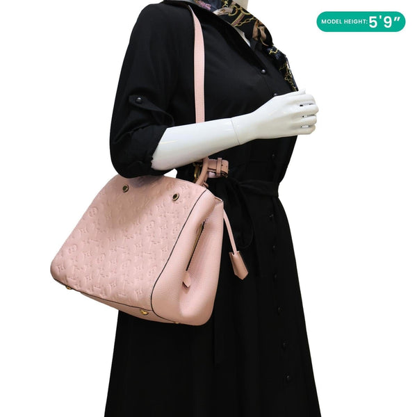 LOUIS VUITTON Montaigne MM Monogram Empreinte Shoulder Bag Pink