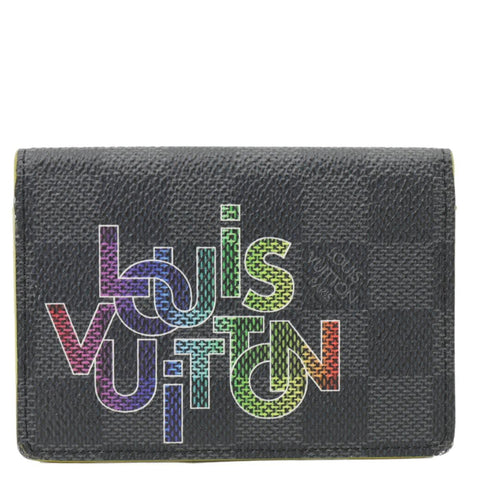 LOUIS VUITTON Virgil Abloh Rainbow Logo Damier Graphite Pocket Organizer Wallet Black